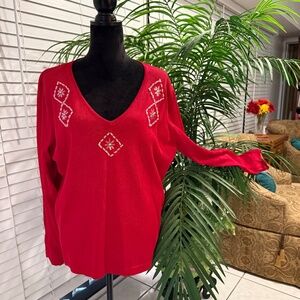 NWOT SAN LOUIS CHRISTMAS RED TOP